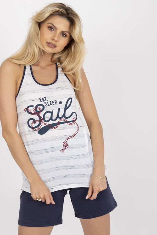 Dvoudílné potištěné pyžamo Ecru-Navy