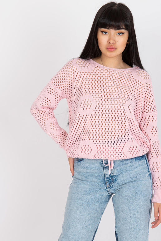 Světle růžový klasický svetr s...