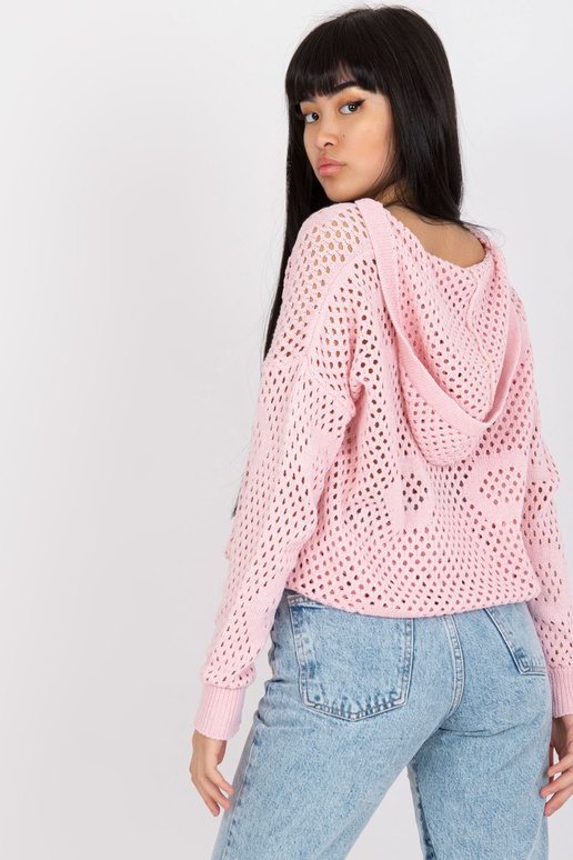 Světle růžový klasický svetr s...