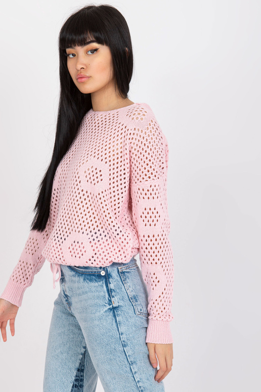 Světle růžový klasický svetr s...