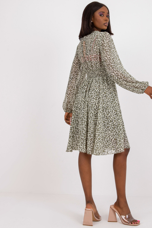 Khaki-béžové rozšířené midi šaty s...