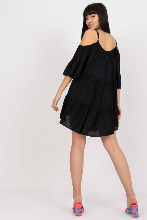 Černé šaty s volánem a uzlovým...