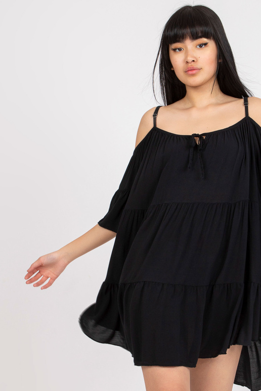 Černé šaty s volánem a uzlovým...