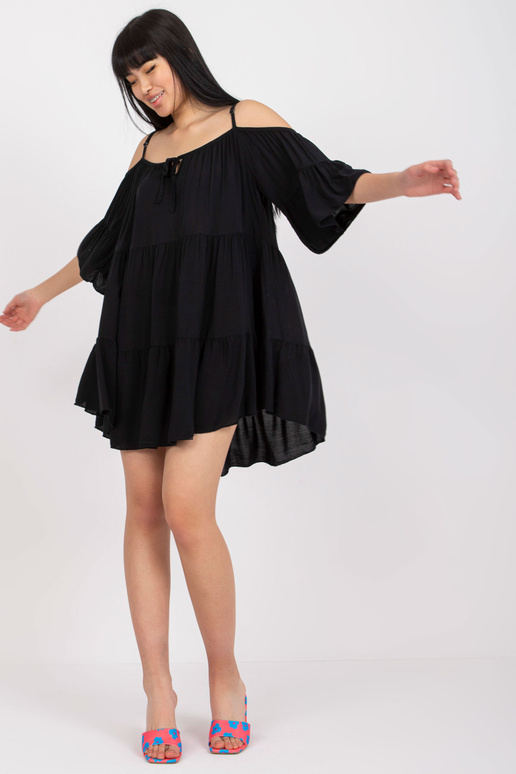 Černé šaty s volánem a uzlovým...