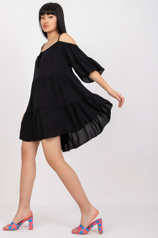 Černé šaty s volánem a uzlovým...