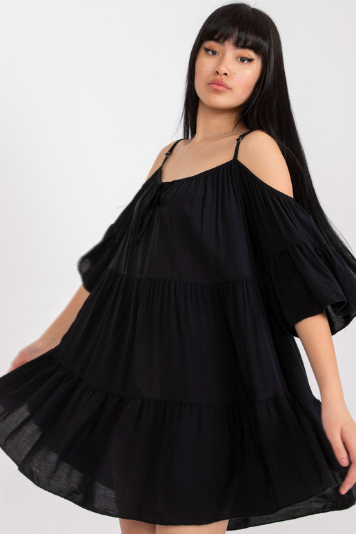 Černé šaty s volánem a uzlovým...