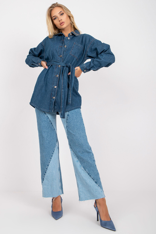 Modrá dámská džínová košile s páskem...