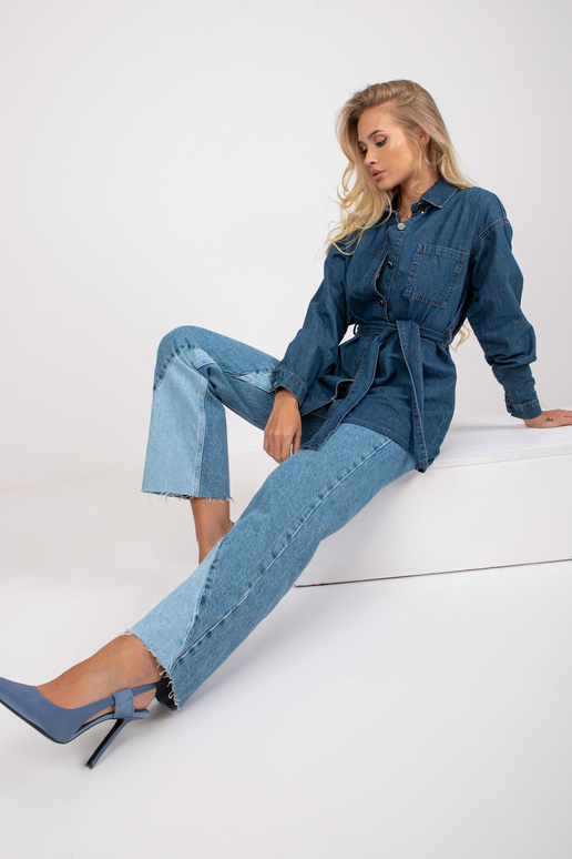 Modrá dámská džínová košile s páskem...