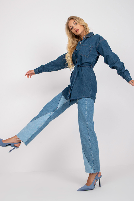 Modrá dámská džínová košile s páskem...