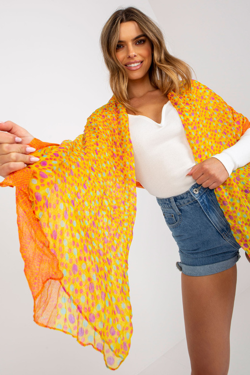 Žluto-oranžový vzorovaný viskózový šátek