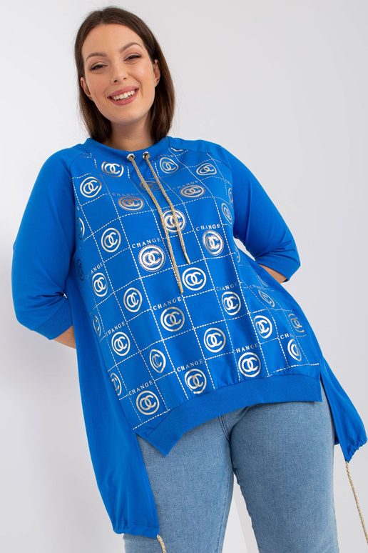 Tmavě modrá volná halenka větší...