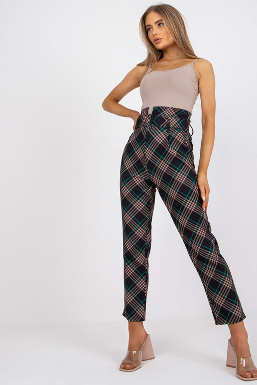 Elegantní černé a zelené kostkované...