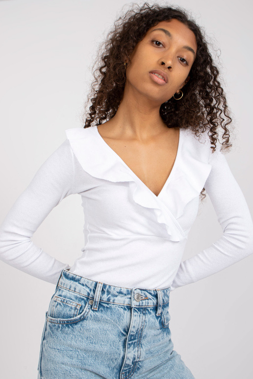 Bílá žebrovaná basic halenka s...