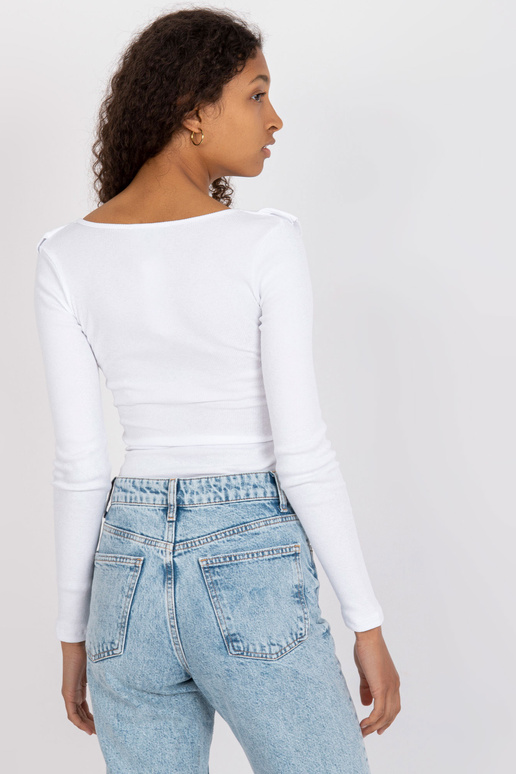 Bílá žebrovaná basic halenka s...