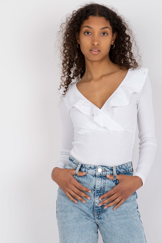 Bílá žebrovaná basic halenka s...