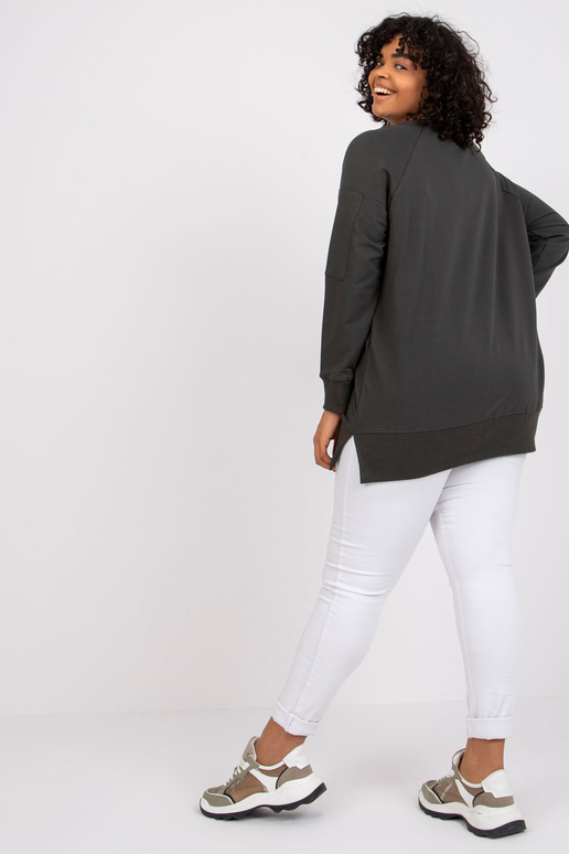 Khaki bavlněná mikinová tunika větší...