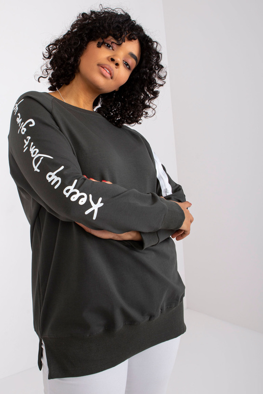 Khaki bavlněná mikinová tunika větší...