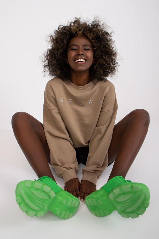 Tmavě béžová oversize mikina bez...