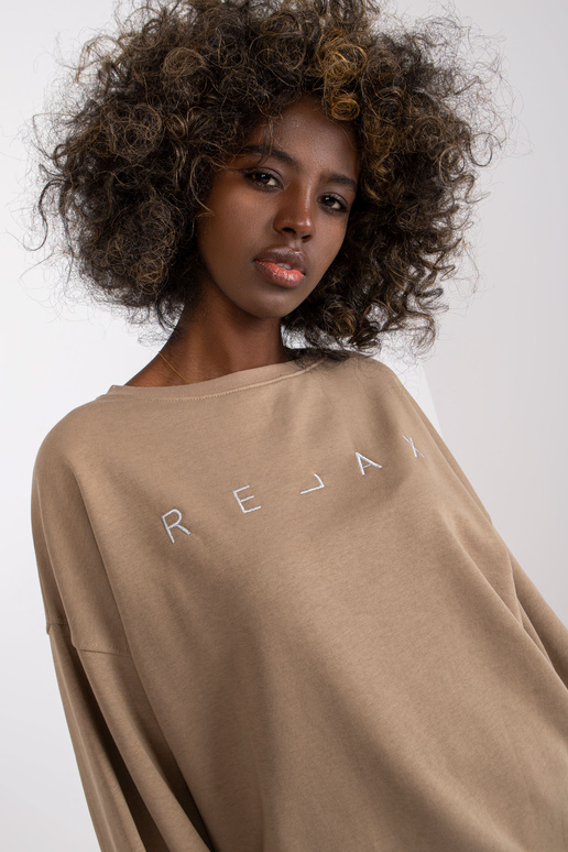 Tmavě béžová oversize mikina bez...