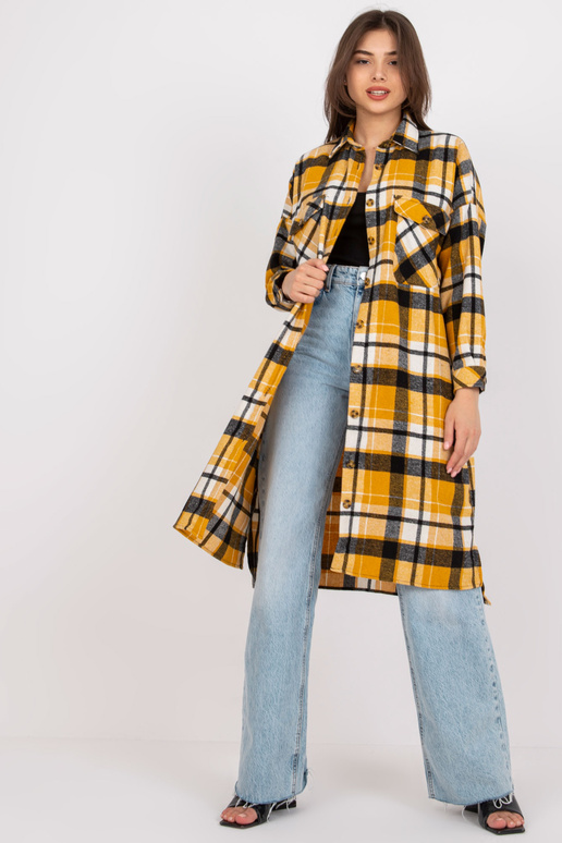 Žlutá a černá dlouhá volná košile Orina