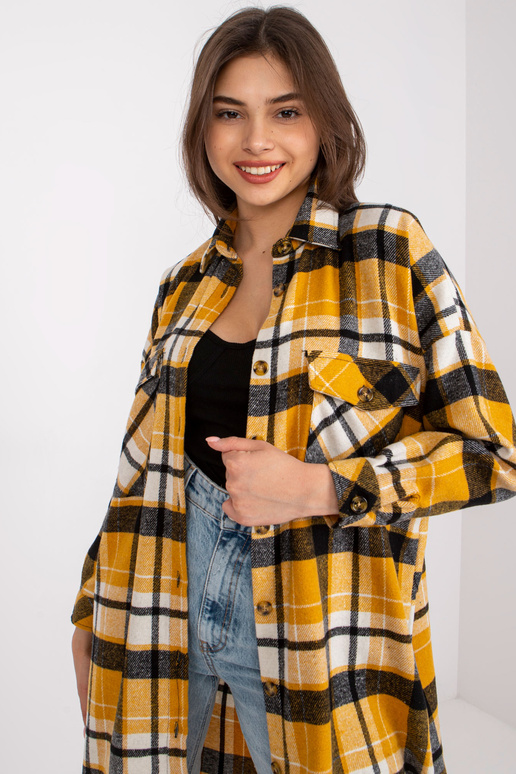 Žlutá a černá dlouhá volná košile Orina