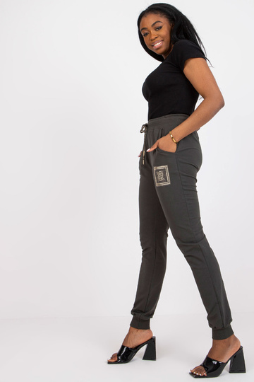 Khaki bavlněné tepláky