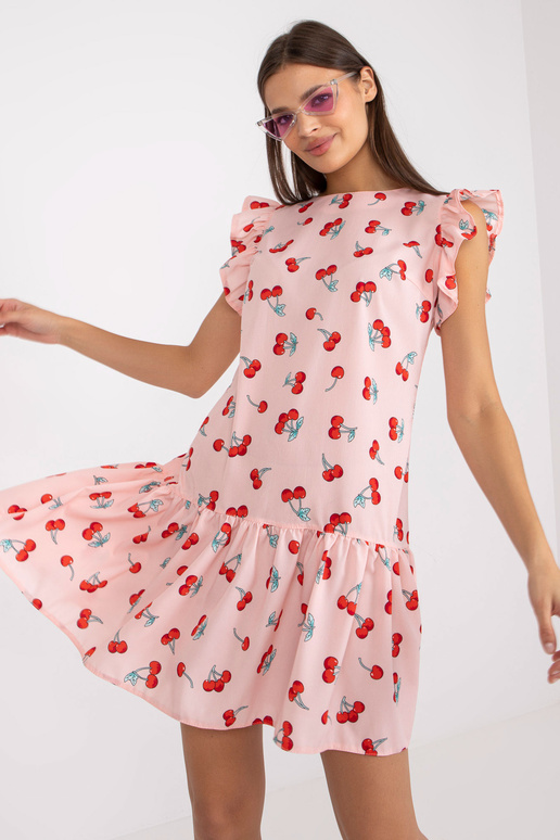 Světle růžové minišaty s potiskem a...