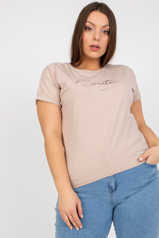 Béžové tričko větší velikosti se...