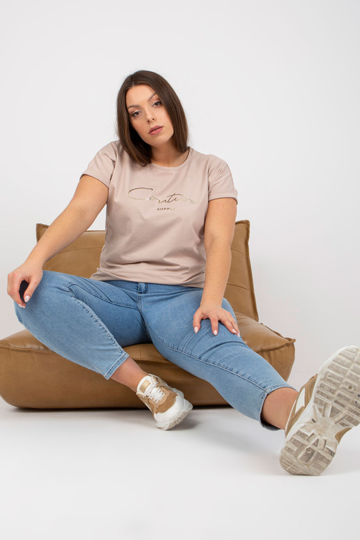 Béžové tričko větší velikosti se...