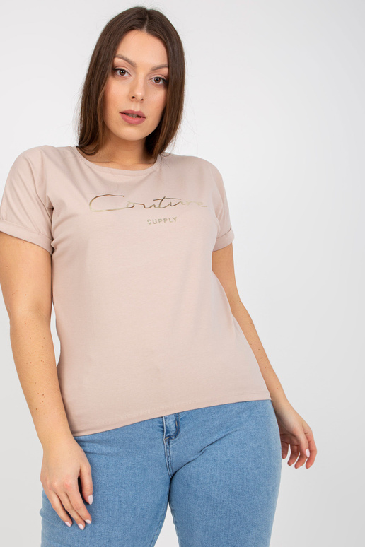 Béžové tričko větší velikosti se...