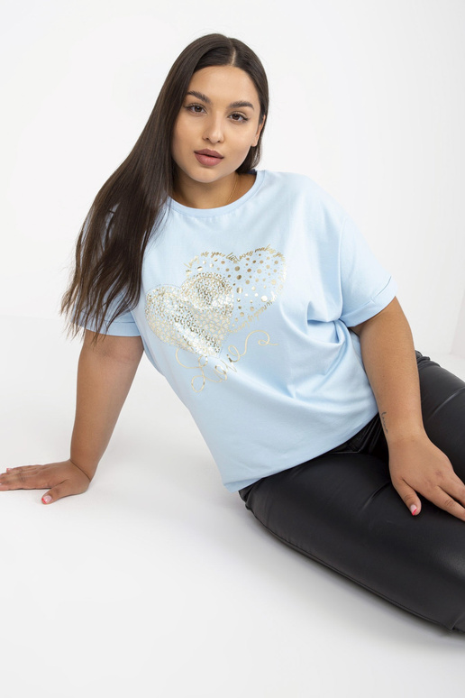 Světle modré tričko větší velikosti s...