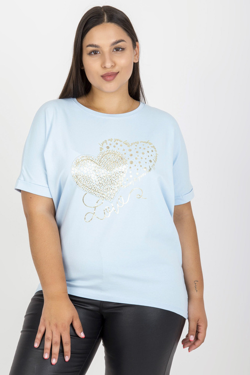 Světle modré tričko větší velikosti s...