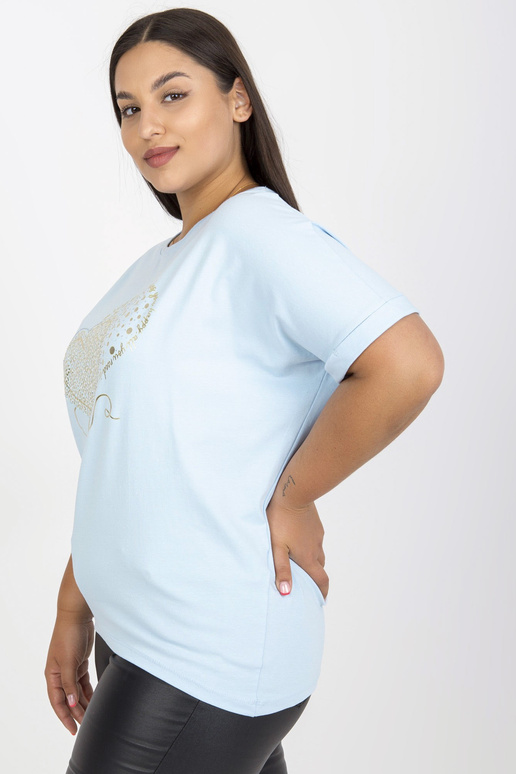 Světle modré tričko větší velikosti s...