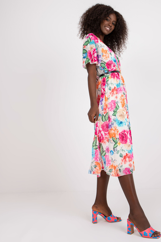 Světle béžové šaty s květinovým...