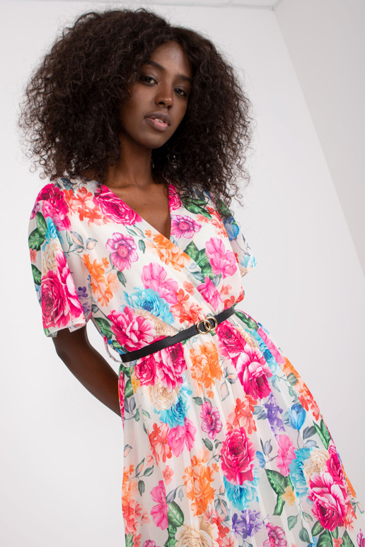 Světle béžové šaty s květinovým...