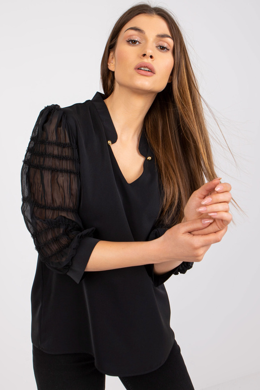 Černá volná společenská halenka s 3/4... Černá volná společenská halenka s 3/4...