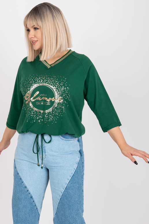 Tmavě zelená halenka větší velikosti...