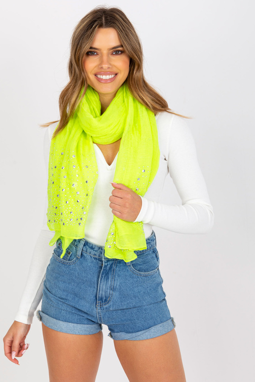 Fluo žlutý vzdušný šátek s kamínky