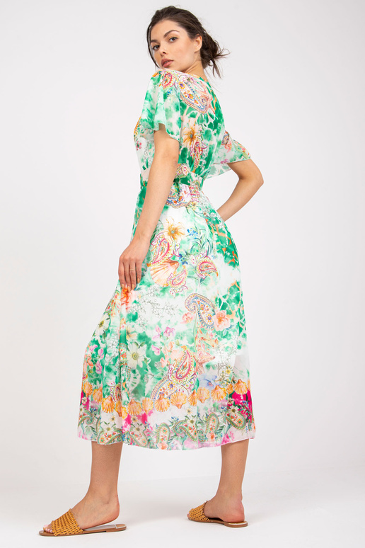 Zelené midi šaty s krátkým rukávem