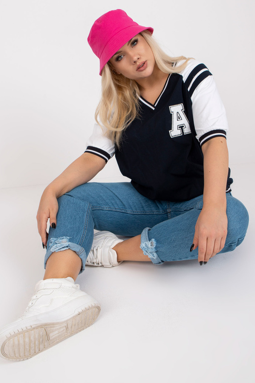 Bílá a námořnická halenka s krátkým...