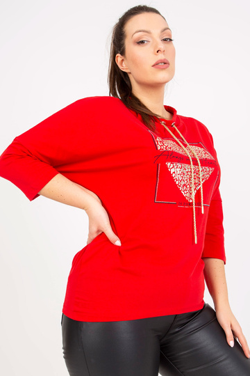 Červená halenka plus size s...