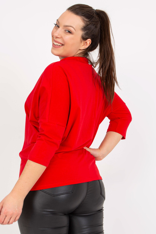 Červená halenka plus size s potiskem