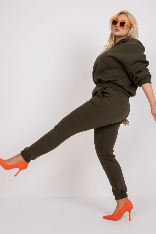 Khaki mikina plus size set s kalhotami