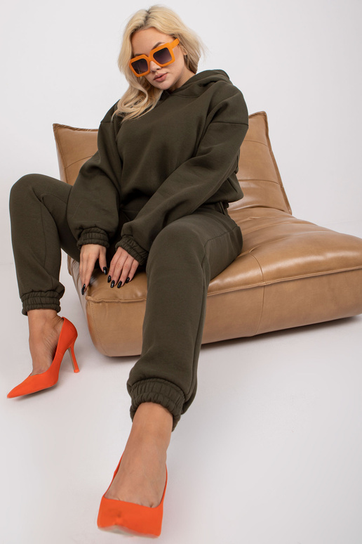 Khaki mikina plus size set s kalhotami