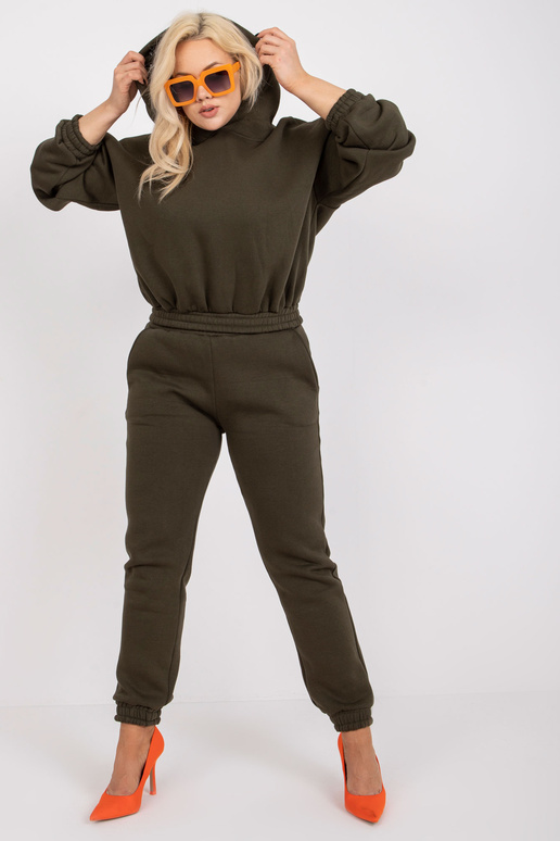 Khaki mikina plus size set s kalhotami