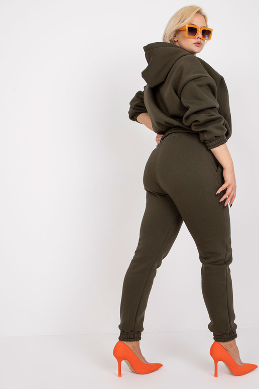 Khaki mikina plus size set s kalhotami