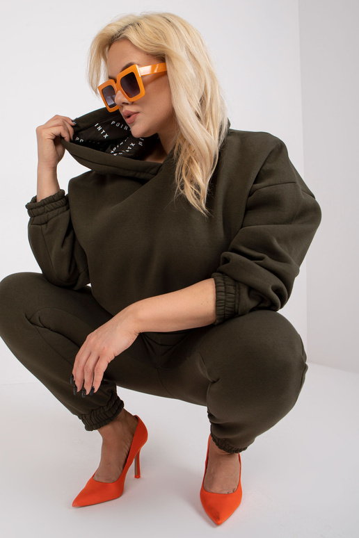 Khaki mikina plus size set s kalhotami
