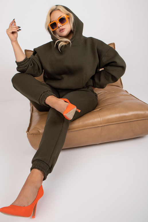 Khaki mikina plus size set s kalhotami