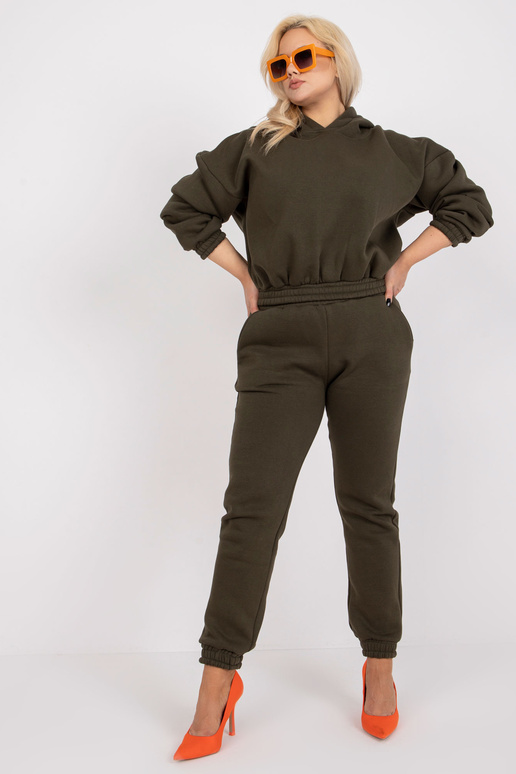 Khaki mikina plus size set s kalhotami