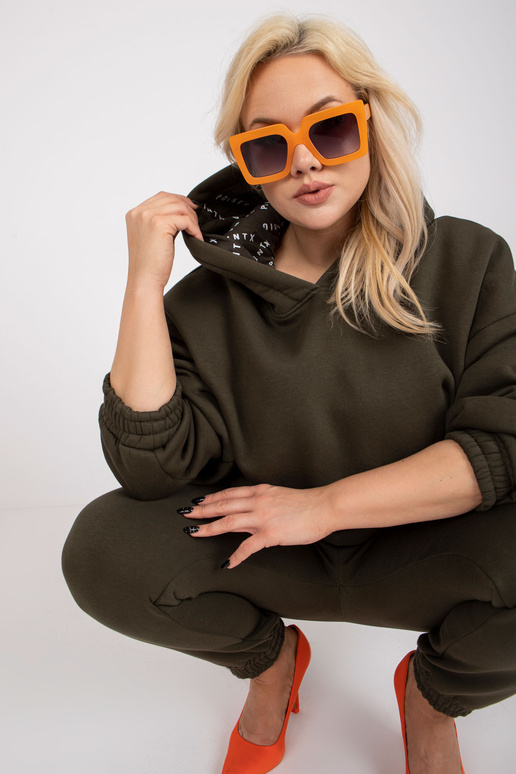 Khaki mikina plus size set s kalhotami